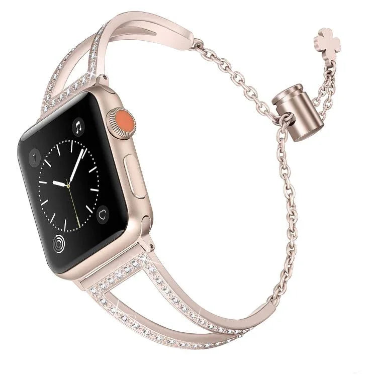 สายรัดนาฬิกาโลหะผสมสังกะสีลายเพชรรูปตัววี สำหรับ Apple Watch 46mm / 49mm / 45mm / 44mm, สำหรับ Apple Watch 42mm / 41mm / 40mm / 38mm
