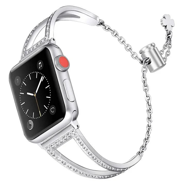 สายรัดนาฬิกาโลหะผสมสังกะสีลายเพชรรูปตัววี สำหรับ Apple Watch 46mm / 49mm / 45mm / 44mm, สำหรับ Apple Watch 42mm / 41mm / 40mm / 38mm