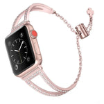 สายรัดนาฬิกาโลหะผสมสังกะสีลายเพชรรูปตัววี สำหรับ Apple Watch 46mm / 49mm / 45mm / 44mm, สำหรับ Apple Watch 42mm / 41mm / 40mm / 38mm