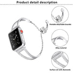 สายรัดนาฬิกาโลหะผสมสังกะสีลายเพชรรูปตัววี สำหรับ Apple Watch 46mm / 49mm / 45mm / 44mm, สำหรับ Apple Watch 42mm / 41mm / 40mm / 38mm