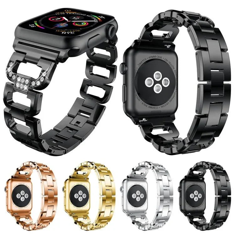 สายรัดนาฬิกาโลหะผสมสังกะสีลายเพชรสี่เหลี่ยม สำหรับ Apple Watch 46mm / 49mm / 45mm / 44mm, สำหรับ Apple Watch 42mm / 41mm / 40mm / 38mm