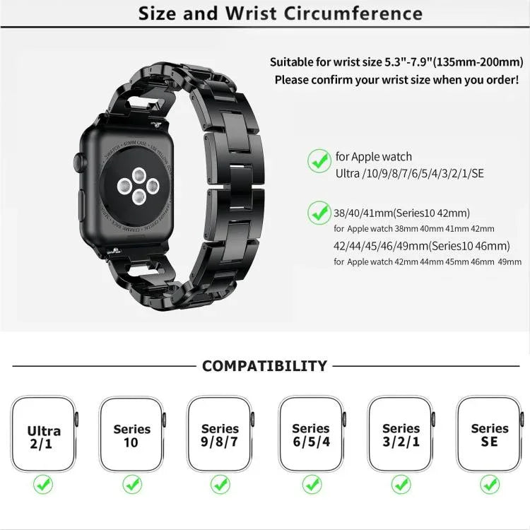 สายรัดนาฬิกาโลหะผสมสังกะสีลายเพชรสี่เหลี่ยม สำหรับ Apple Watch 46mm / 49mm / 45mm / 44mm, สำหรับ Apple Watch 42mm / 41mm / 40mm / 38mm