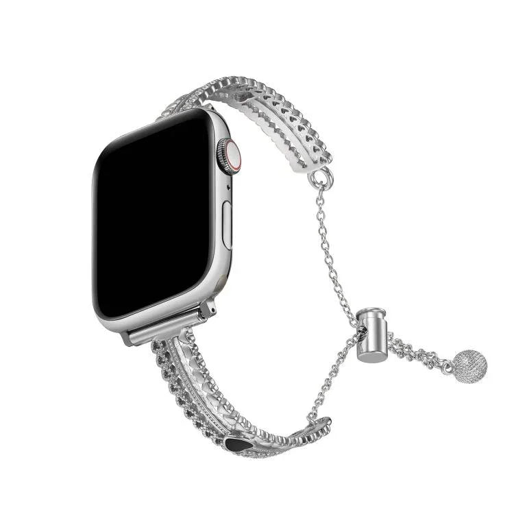 สายรัดนาฬิกาโลหะผสมสังกะสีแบบกำไลรักหินสีขาว สำหรับ Apple Watch 46mm / 49mm / 45mm / 44mm, สำหรับ Apple Watch 42mm / 41mm / 40mm / 38mm