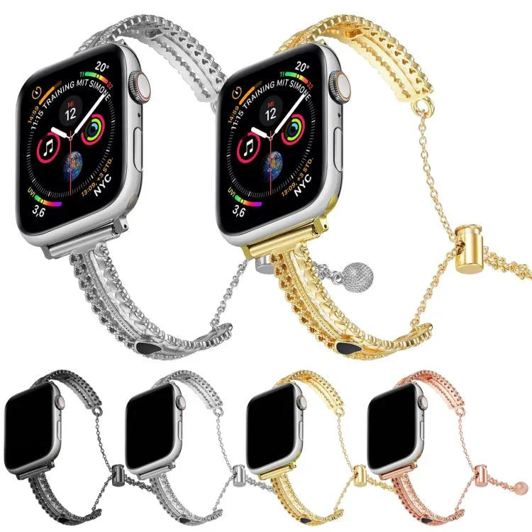สายรัดนาฬิกาโลหะผสมสังกะสีแบบกำไลรักหินสีขาว สำหรับ Apple Watch 46mm / 49mm / 45mm / 44mm, สำหรับ Apple Watch 42mm / 41mm / 40mm / 38mm