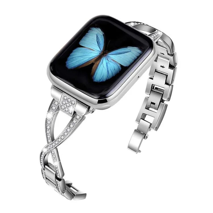 สายรัดนาฬิกาโลหะผสมสังกะสีลายเพชรไขว้ สำหรับ Apple Watch 46mm / 49mm / 45mm / 44mm, สำหรับ Apple Watch 42mm / 41mm / 40mm / 38mm