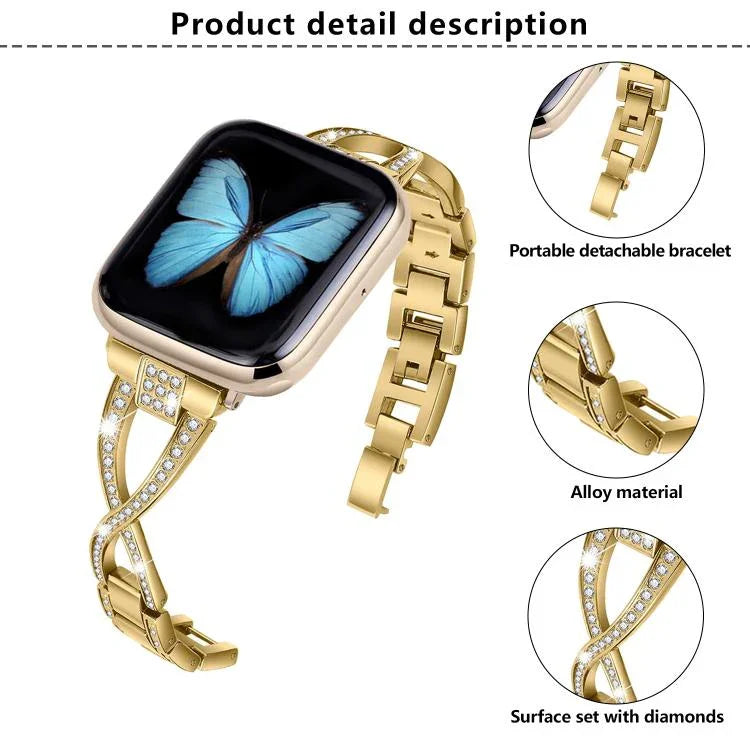 สายรัดนาฬิกาโลหะผสมสังกะสีลายเพชรไขว้ สำหรับ Apple Watch 46mm / 49mm / 45mm / 44mm, สำหรับ Apple Watch 42mm / 41mm / 40mm / 38mm