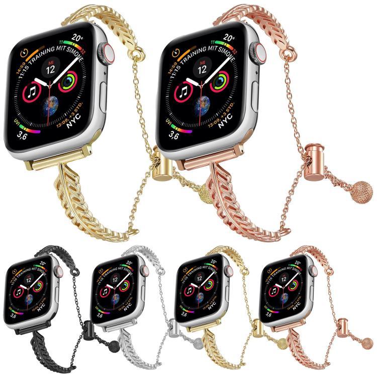 สายรัดนาฬิกาโลหะผสมสังกะสีทองแดงรูปขนนก สำหรับ Apple Watch 46mm / 49mm / 45mm / 44mm, สำหรับ Apple Watch 42mm / 41mm / 40mm / 38mm