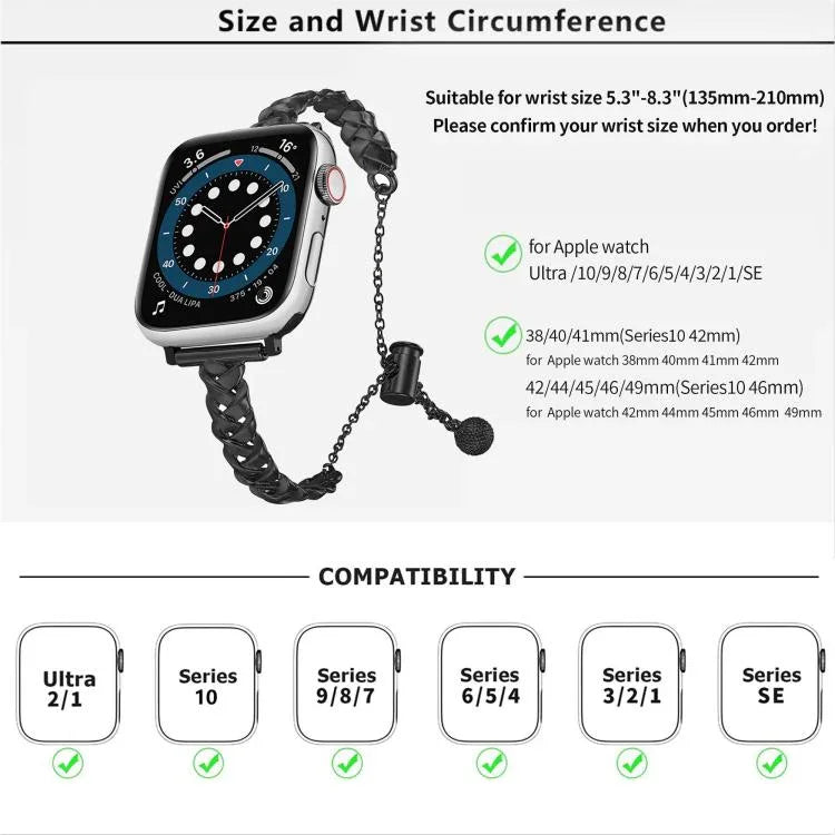 สายรัดนาฬิกาโลหะผสมสังกะสีแบบถักเงางาม สำหรับ Apple Watch 46mm / 49mm / 45mm / 44mm, สำหรับ Apple Watch 42mm / 41mm / 40mm / 38mm