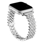 สายรัดนาฬิกาโลหะผสมสังกะสีลายเพชรรูปสี่เหลี่ยมขนมเปียกปูน สำหรับ Apple Watch 46mm / 49mm / 45mm / 44mm, สำหรับ Apple Watch 42mm / 41mm / 40mm / 38mm
