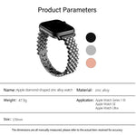 สายรัดนาฬิกาโลหะผสมสังกะสีลายเพชรรูปสี่เหลี่ยมขนมเปียกปูน สำหรับ Apple Watch 46mm / 49mm / 45mm / 44mm, สำหรับ Apple Watch 42mm / 41mm / 40mm / 38mm