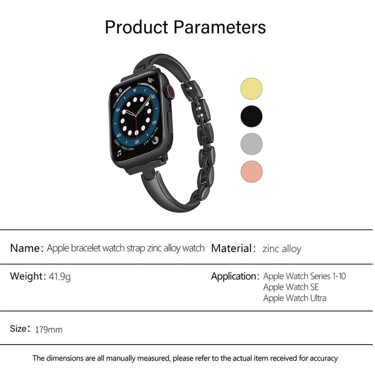 สายรัดนาฬิกาโลหะผสมสังกะสีแบบกำไลโลหะ สำหรับ Apple Watch 46mm / 49mm / 45mm / 44mm, สำหรับ Apple Watch 42mm / 41mm / 40mm / 38mm