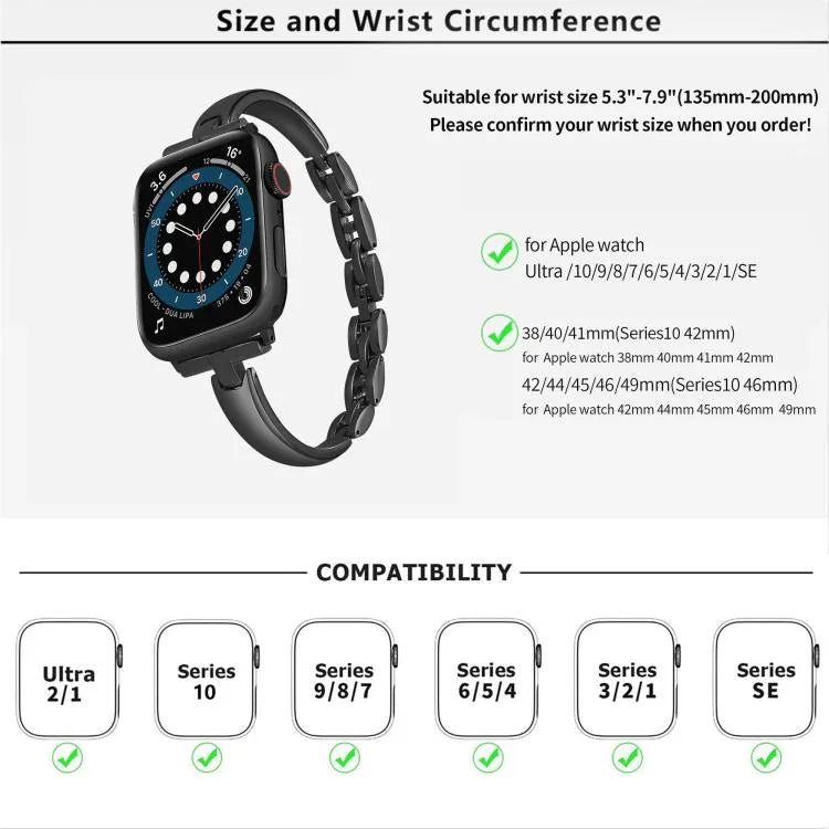 สายรัดนาฬิกาโลหะผสมสังกะสีแบบกำไลโลหะ สำหรับ Apple Watch 46mm / 49mm / 45mm / 44mm, สำหรับ Apple Watch 42mm / 41mm / 40mm / 38mm