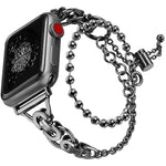 สายรัดนาฬิกาโลหะผสมสังกะสีแบบลูกปัดวงกลมคู่ สำหรับ Apple Watch 46mm / 49mm / 45mm / 44mm, สำหรับ Apple Watch 42mm / 41mm / 40mm / 38mm