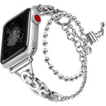 สายรัดนาฬิกาโลหะผสมสังกะสีแบบลูกปัดวงกลมคู่ สำหรับ Apple Watch 46mm / 49mm / 45mm / 44mm, สำหรับ Apple Watch 42mm / 41mm / 40mm / 38mm