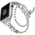 สายรัดนาฬิกาโลหะผสมสังกะสีแบบลูกปัดวงกลมคู่ สำหรับ Apple Watch 46mm / 49mm / 45mm / 44mm, สำหรับ Apple Watch 42mm / 41mm / 40mm / 38mm