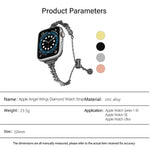 สายรัดนาฬิกาโลหะผสมสังกะสีประดับเพชรบด Wings สำหรับ Apple Watch 46 มม. / 49 มม. / 45 มม. / 44 มม. สำหรับ Apple Watch 42 มม. / 41 มม. / 40 มม. / 38 มม.