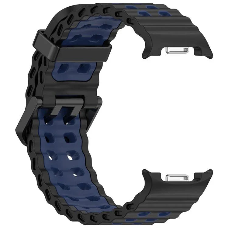 สายรัดนาฬิกาซิลิโคนสองสีหัวเข็มขัดคู่แบบ Marine สำหรับ Samsung Galaxy Watch8 / Watch8 Classic