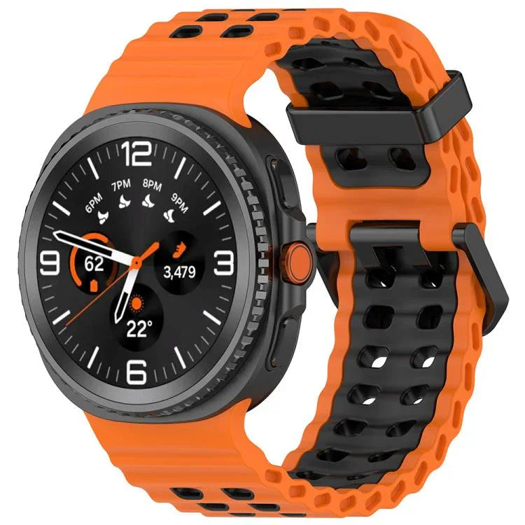 สายรัดนาฬิกาซิลิโคนสองสีหัวเข็มขัดคู่แบบ Marine สำหรับ Samsung Galaxy Watch8 / Watch8 Classic