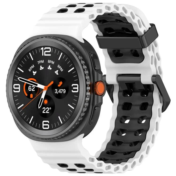 สายรัดนาฬิกาซิลิโคนสองสีหัวเข็มขัดคู่แบบ Marine สำหรับ Samsung Galaxy Watch8 / Watch8 Classic