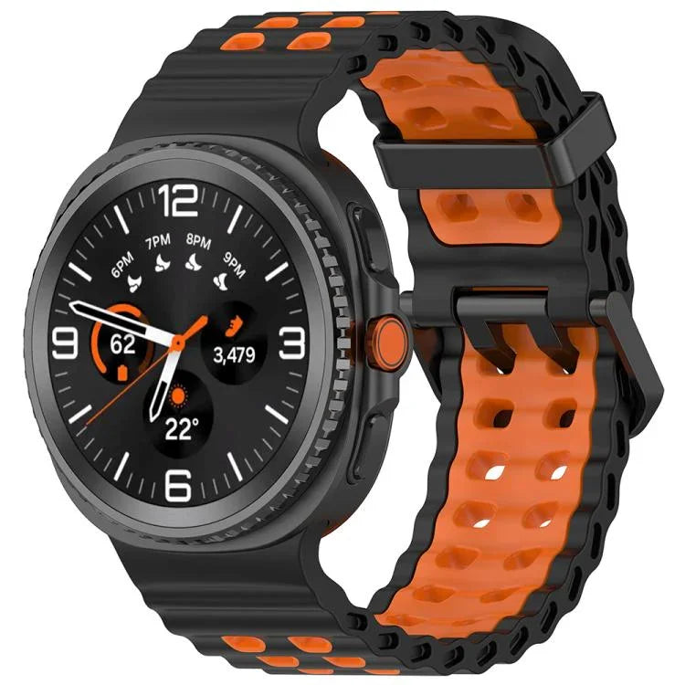 สายรัดนาฬิกาซิลิโคนสองสีหัวเข็มขัดคู่แบบ Marine สำหรับ Samsung Galaxy Watch8 / Watch8 Classic