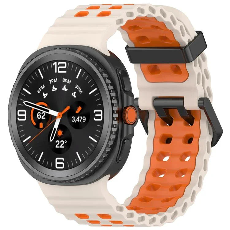 สายรัดนาฬิกาซิลิโคนสองสีหัวเข็มขัดคู่แบบ Marine สำหรับ Samsung Galaxy Watch8 / Watch8 Classic