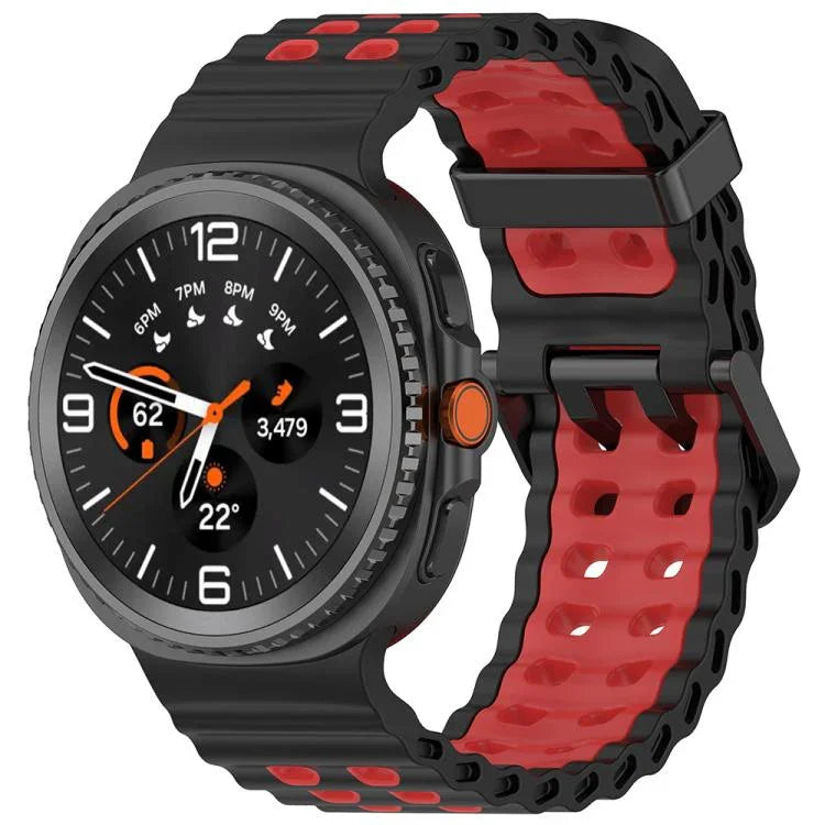 สายรัดนาฬิกาซิลิโคนสองสีหัวเข็มขัดคู่แบบ Marine สำหรับ Samsung Galaxy Watch8 / Watch8 Classic