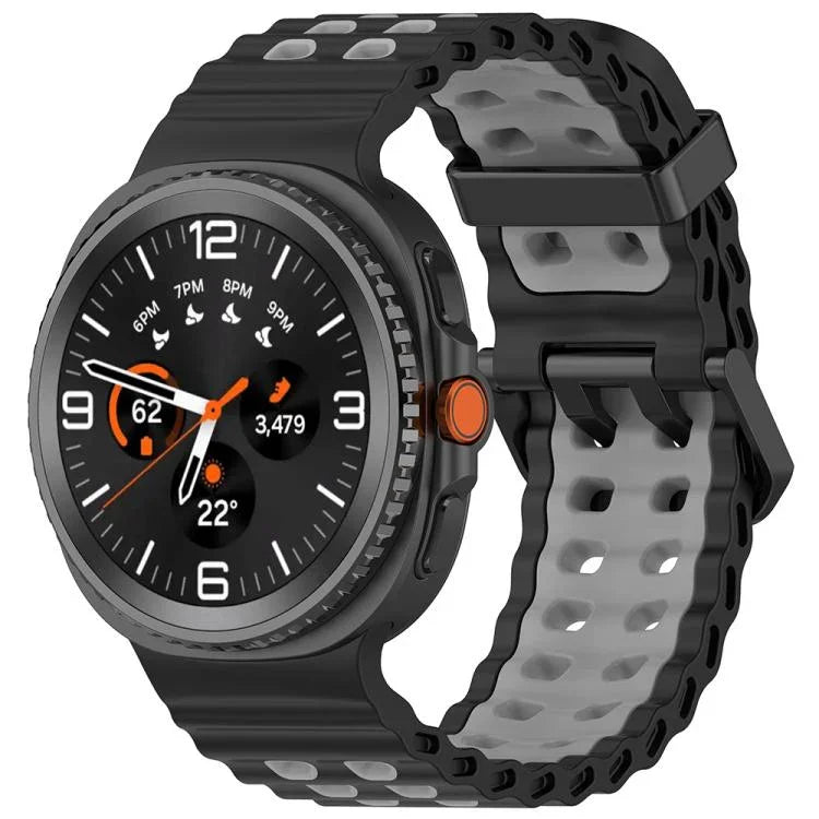 สายรัดนาฬิกาซิลิโคนสองสีหัวเข็มขัดคู่แบบ Marine สำหรับ Samsung Galaxy Watch8 / Watch8 Classic