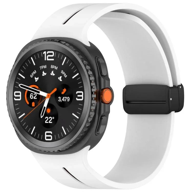 สายรัดนาฬิกาซิลิโคนหัวเข็มขัดแม่เหล็กพับได้ สำหรับ Samsung Galaxy Watch8 / Watch8 Classic