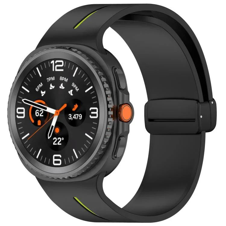 สายรัดนาฬิกาซิลิโคนหัวเข็มขัดแม่เหล็กพับได้ สำหรับ Samsung Galaxy Watch8 / Watch8 Classic
