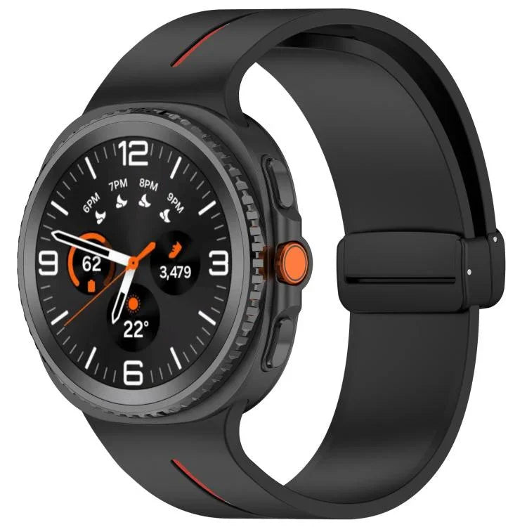 สายรัดนาฬิกาซิลิโคนหัวเข็มขัดแม่เหล็กพับได้ สำหรับ Samsung Galaxy Watch8 / Watch8 Classic