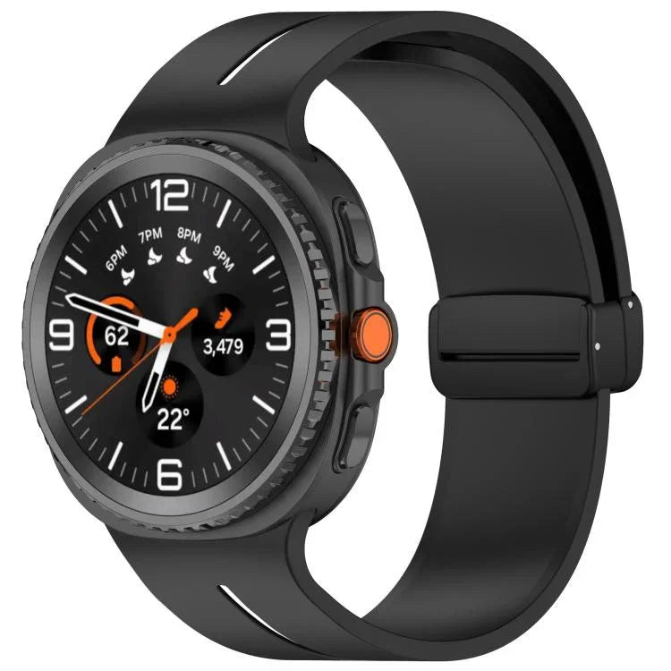 สายรัดนาฬิกาซิลิโคนหัวเข็มขัดแม่เหล็กพับได้ สำหรับ Samsung Galaxy Watch8 / Watch8 Classic