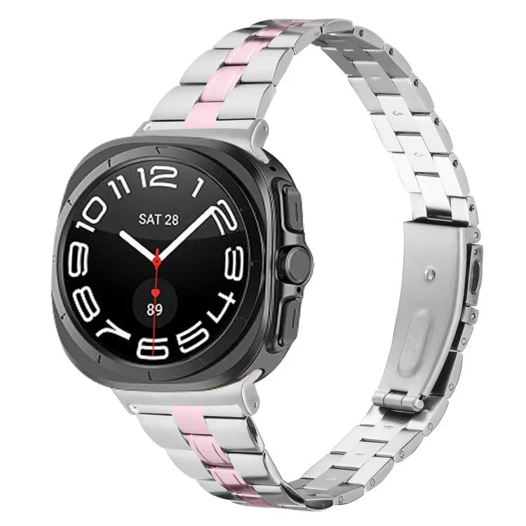 สายสแตนเลสสตีลบางสามเม็ด สำหรับ Samsung Galaxy Watch Ultra 47mm / Ultra 2025