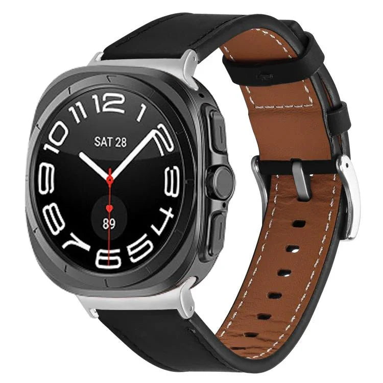 สายหนังแท้ Nappa Silver Buckle สำหรับ Samsung Galaxy Watch Ultra 47mm / Ultra 2025