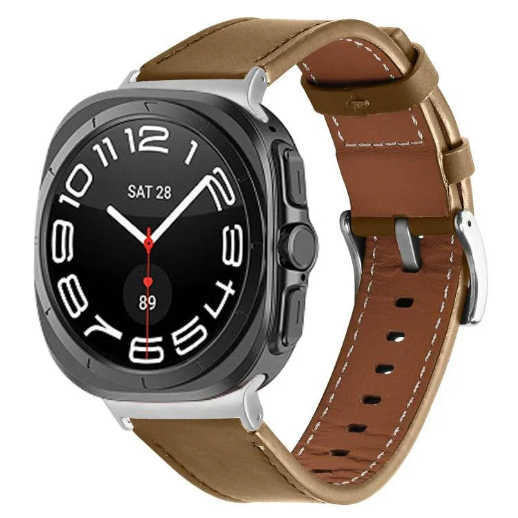 สายหนังแท้ Nappa Silver Buckle สำหรับ Samsung Galaxy Watch Ultra 47mm / Ultra 2025