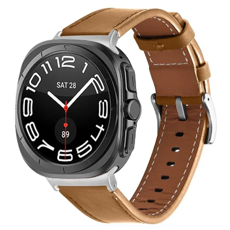 สายหนังแท้ Nappa Silver Buckle สำหรับ Samsung Galaxy Watch Ultra 47mm / Ultra 2025