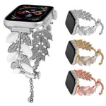 สายรัดนาฬิกาโลหะผสมแบบกำไลประดับเพชรรูปใบไม้ สำหรับ Apple Watch 46mm / 49mm / 45mm / 44mm, สำหรับ Apple Watch 42mm / 41mm / 40mm / 38mm