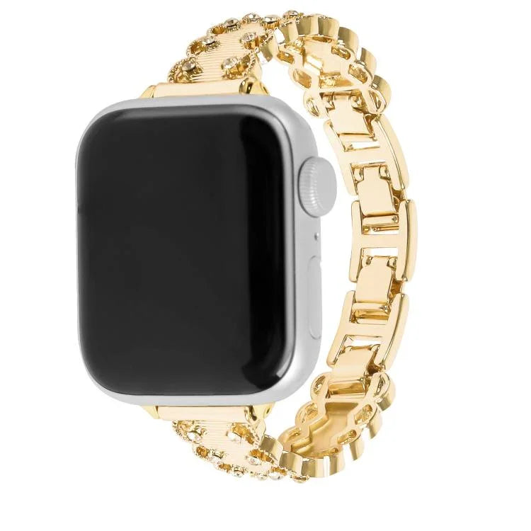 สายรัดนาฬิกาโลหะผสมขอบลูกไม้ประดับเพชร สำหรับ Apple Watch 46mm / 49mm / 45mm / 44mm, สำหรับ Apple Watch 42mm / 41mm / 40mm / 38mm