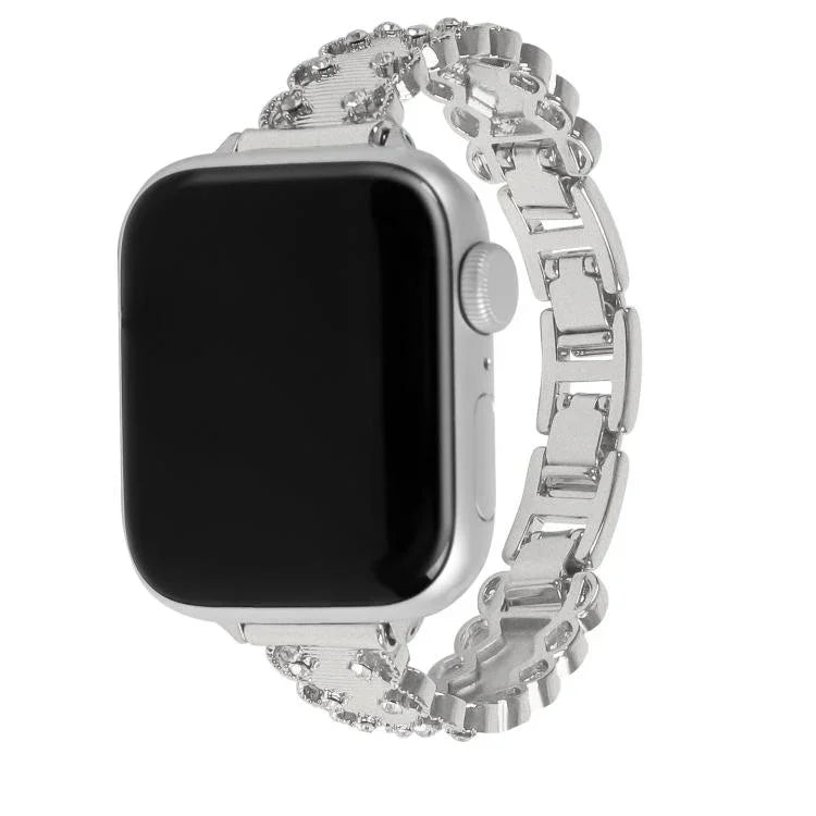 สายรัดนาฬิกาโลหะผสมขอบลูกไม้ประดับเพชร สำหรับ Apple Watch 46mm / 49mm / 45mm / 44mm, สำหรับ Apple Watch 42mm / 41mm / 40mm / 38mm