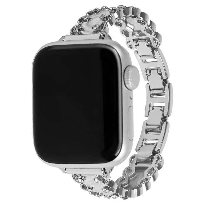 สายรัดนาฬิกาโลหะผสมขอบลูกไม้ประดับเพชร สำหรับ Apple Watch 46mm / 49mm / 45mm / 44mm, สำหรับ Apple Watch 42mm / 41mm / 40mm / 38mm