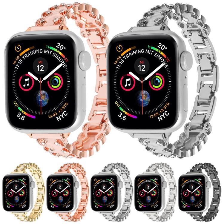 สายรัดนาฬิกาโลหะผสมขอบลูกไม้ประดับเพชร สำหรับ Apple Watch 46mm / 49mm / 45mm / 44mm, สำหรับ Apple Watch 42mm / 41mm / 40mm / 38mm