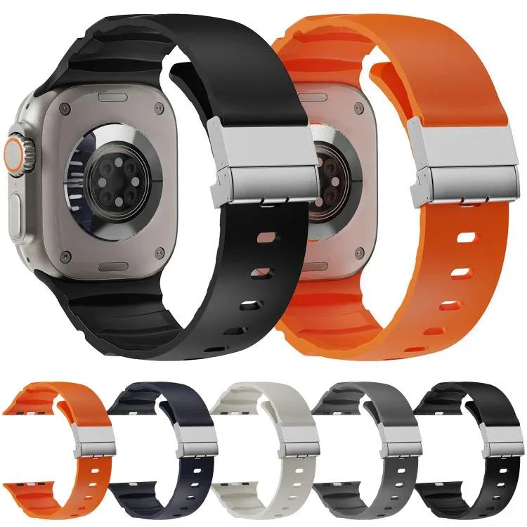 สายรัดนาฬิกาซิลิโคนหัวล็อกแม่เหล็ก สำหรับ Apple Watch 46mm / 49mm / 45mm / 44mm