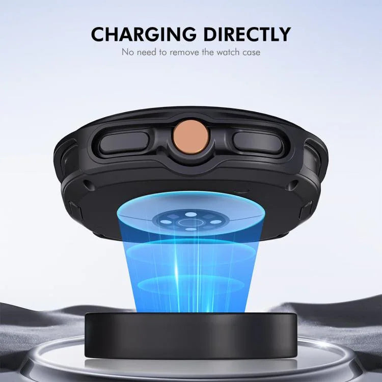 ENKAY Hat-Prince 2 in 1 ฝาครอบนาฬิกา PC สีทึบพร้อมฟิล์มนุ่ม PMMA ครอบคลุมเต็ม สำหรับ Samsung Galaxy Watch8 Classic 46mm
