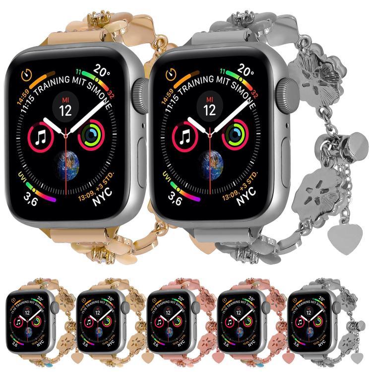 สายรัดนาฬิกาโลหะผสมโซ่ใบโคลเวอร์สี่แฉก สำหรับ Apple Watch 46mm / 49mm / 45mm / 44mm, สำหรับ Apple Watch 42mm / 41mm / 40mm / 38mm