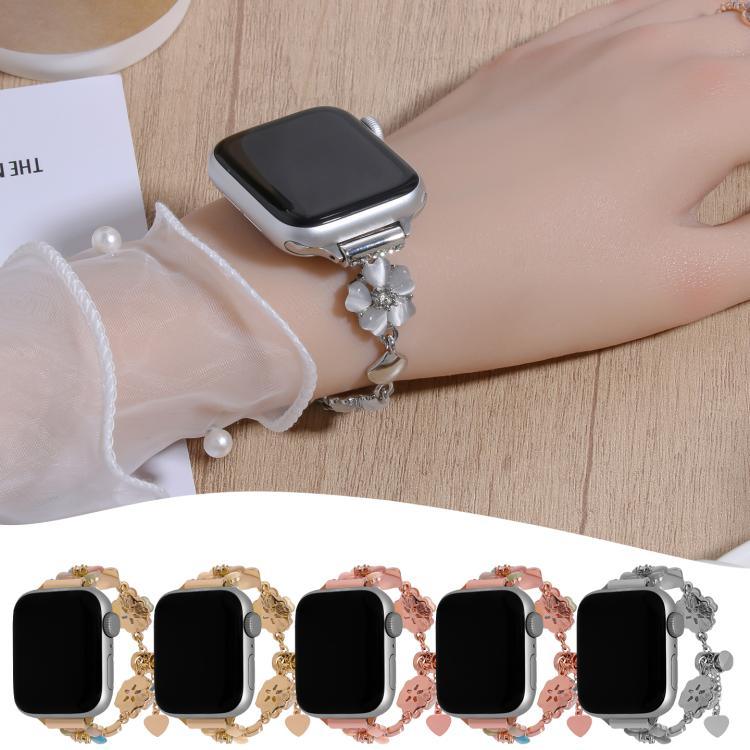 สายรัดนาฬิกาโลหะผสมโซ่ใบโคลเวอร์สี่แฉก สำหรับ Apple Watch 46mm / 49mm / 45mm / 44mm, สำหรับ Apple Watch 42mm / 41mm / 40mm / 38mm