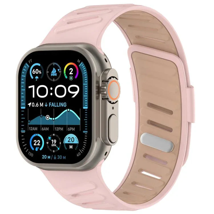 สายรัดนาฬิกาซิลิโคนสองสีระบายอากาศพร้อมหัวเข็มขัดเฉียง สำหรับ Apple Watch 46mm / 49mm / 45mm / 44mm