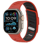 สายรัดนาฬิกาซิลิโคนสองสีระบายอากาศพร้อมหัวเข็มขัดเฉียง สำหรับ Apple Watch 46mm / 49mm / 45mm / 44mm