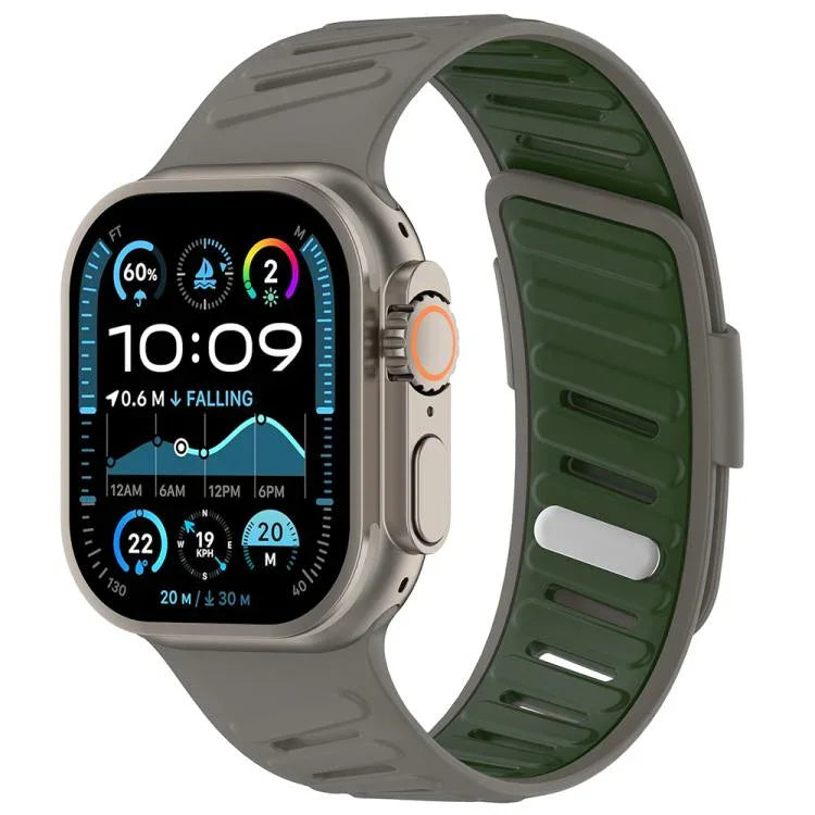 สายรัดนาฬิกาซิลิโคนสองสีระบายอากาศพร้อมหัวเข็มขัดเฉียง สำหรับ Apple Watch 46mm / 49mm / 45mm / 44mm