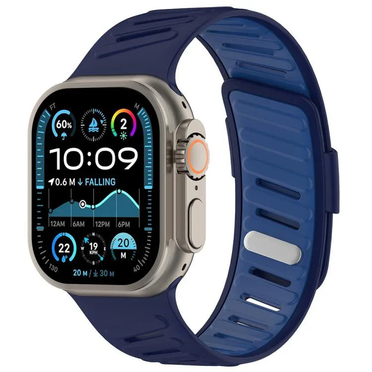 สายรัดนาฬิกาซิลิโคนสองสีระบายอากาศพร้อมหัวเข็มขัดเฉียง สำหรับ Apple Watch 46mm / 49mm / 45mm / 44mm