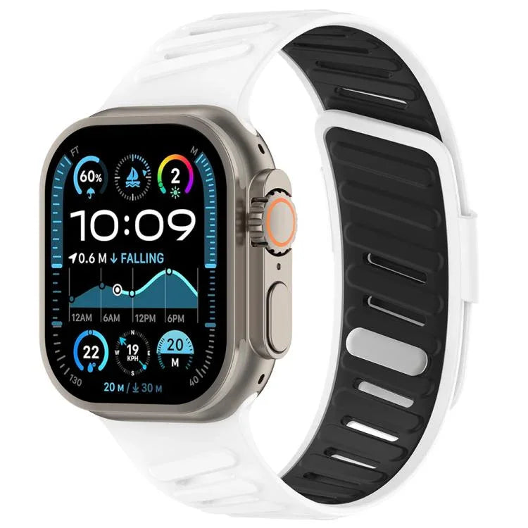 สายรัดนาฬิกาซิลิโคนสองสีระบายอากาศพร้อมหัวเข็มขัดเฉียง สำหรับ Apple Watch 46mm / 49mm / 45mm / 44mm