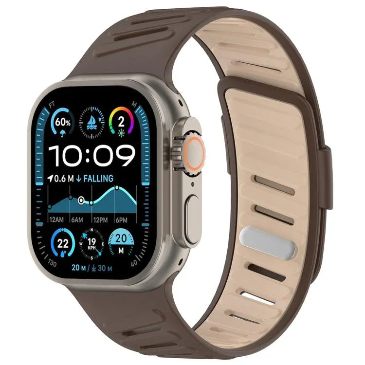 สายรัดนาฬิกาซิลิโคนสองสีระบายอากาศพร้อมหัวเข็มขัดเฉียง สำหรับ Apple Watch 46mm / 49mm / 45mm / 44mm